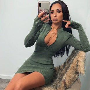 2025 cross-border autumn and winter new women's clothing Amazon European and American fashion leopard print long sleeve sexy slim dress