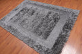 5'x7'6 Handmade Polyester Shag Oriental Area Rug Silver Gray Color