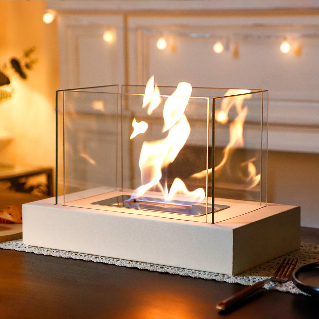 360° View Rectangular Tabletop Fireplace Fire Bowl With Four-Sided Glass-5
