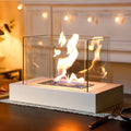 360° View Rectangular Tabletop Fireplace Fire Bowl With Four-Sided Glass-5