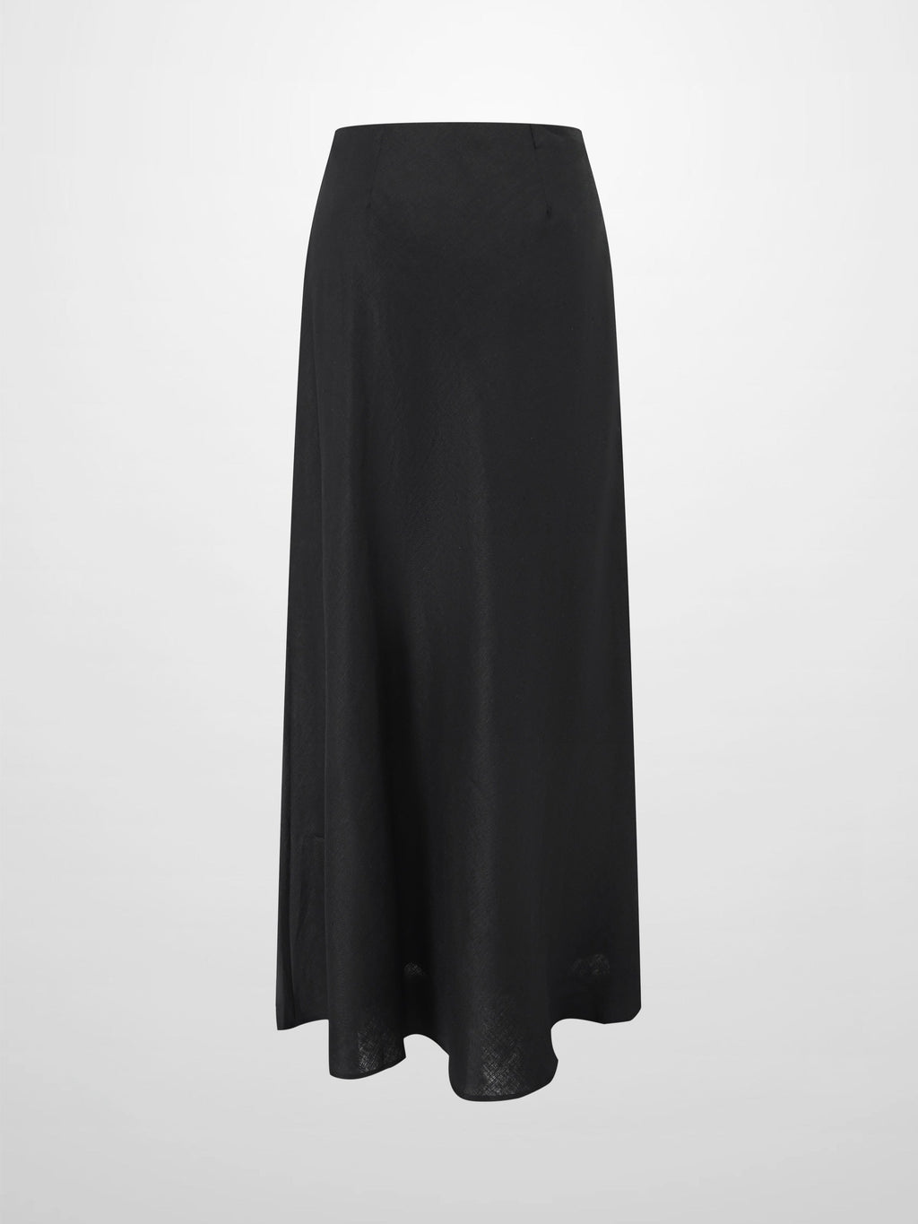 Linen Slip Skirt-Black
