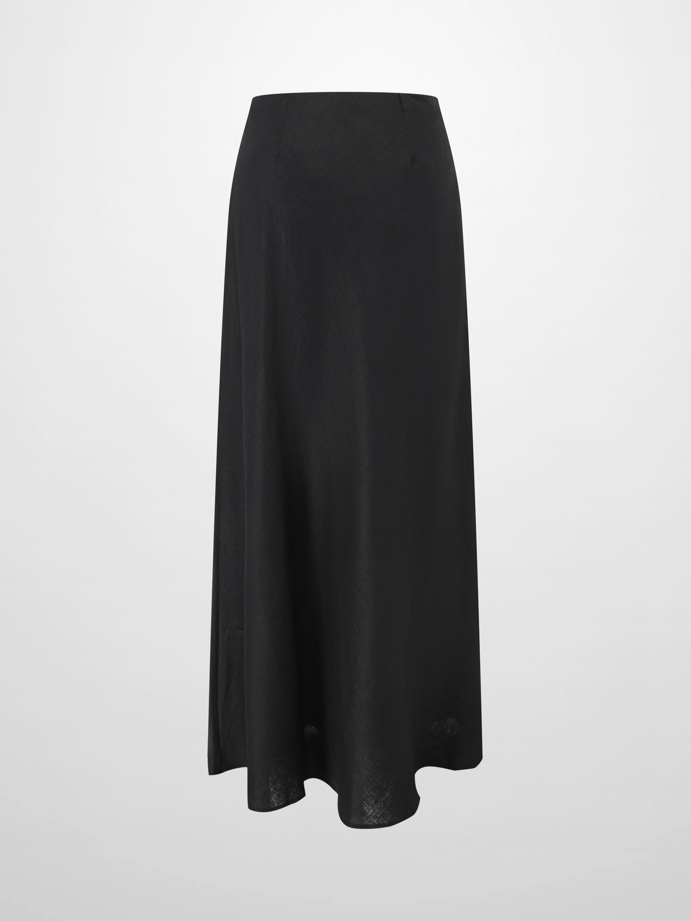 Linen Slip Skirt-Black