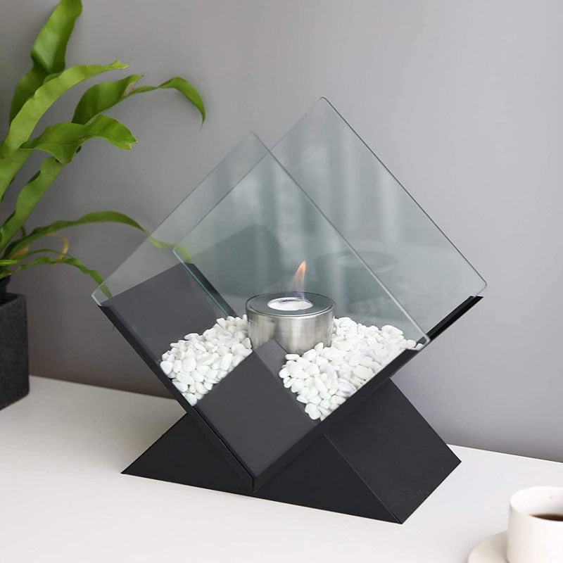 14.5 Inch Tall Portable Tabletop Fireplace | Elevated Bio-Ethanol Fire Bowl for Indoor & Outdoor Decor | Ventless Dancing Flame-4