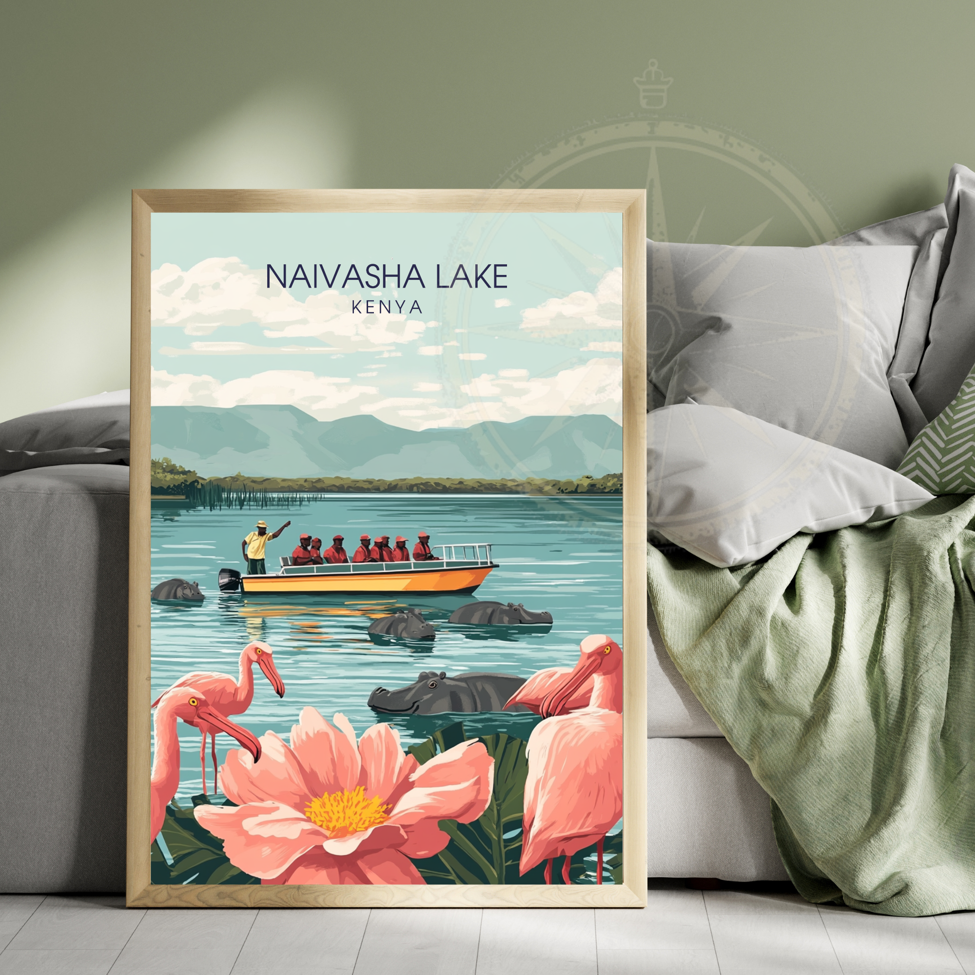 Affiche Lac Naivasha | Impression de voyage Kenya | Affiche Lac-4