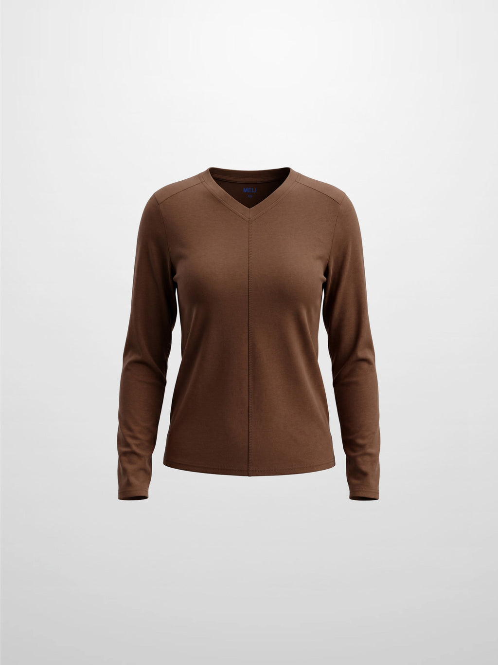Center Seam High V Tee-Dark Brown