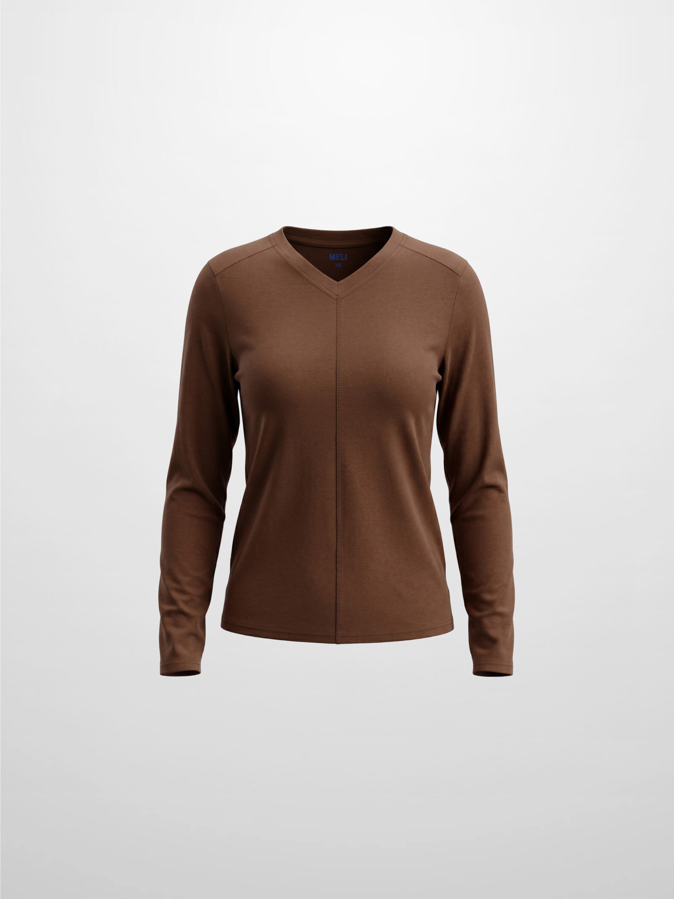 Center Seam High V Tee-Dark Brown
