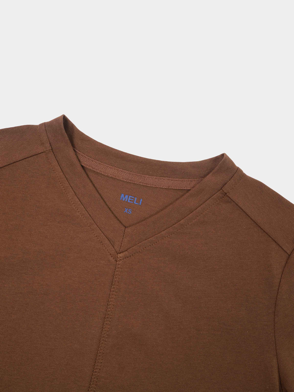 Center Seam High V Tee-Dark Brown