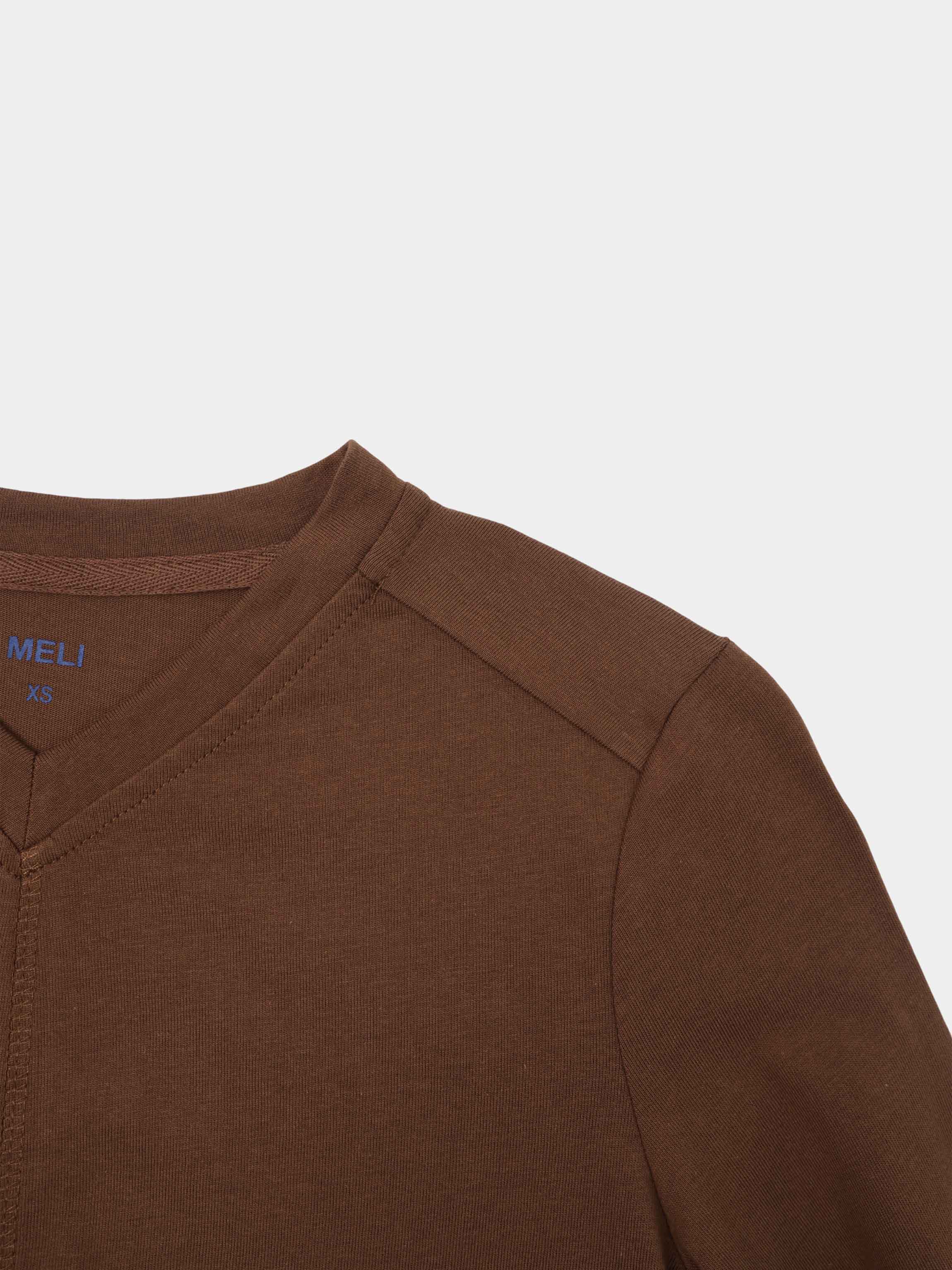 Center Seam High V Tee-Dark Brown