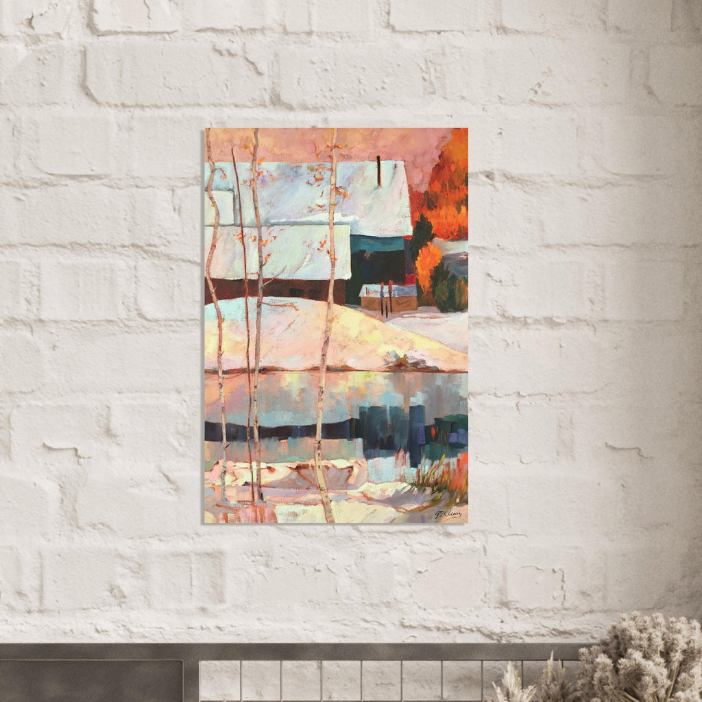‘Early Snow’ Winter Landscape | 24x36 Museum Quality Matte Poster | Original Artwork by American Artist Barbara Cleary