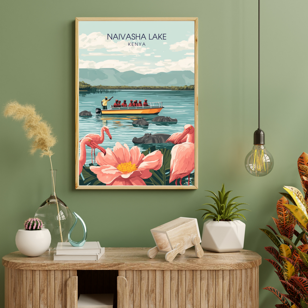 Affiche Lac Naivasha | Impression de voyage Kenya | Affiche Lac-3