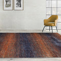 9’ x 12’ Hand Knotted 100% Wool Modern Grass Oriental Area Rug Orange, Navy