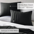 King size Pre-Washed Pleated Microfiber Comforter Set in Black