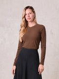 Center Seam High V Tee-Dark Brown