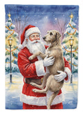 Scottish Deerhound with Santa Claus House Flag