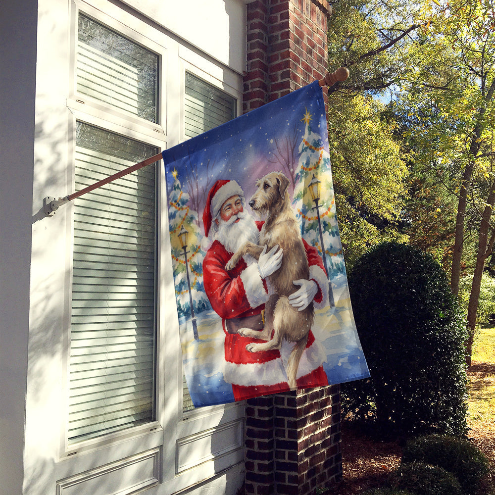 Scottish Deerhound with Santa Claus House Flag