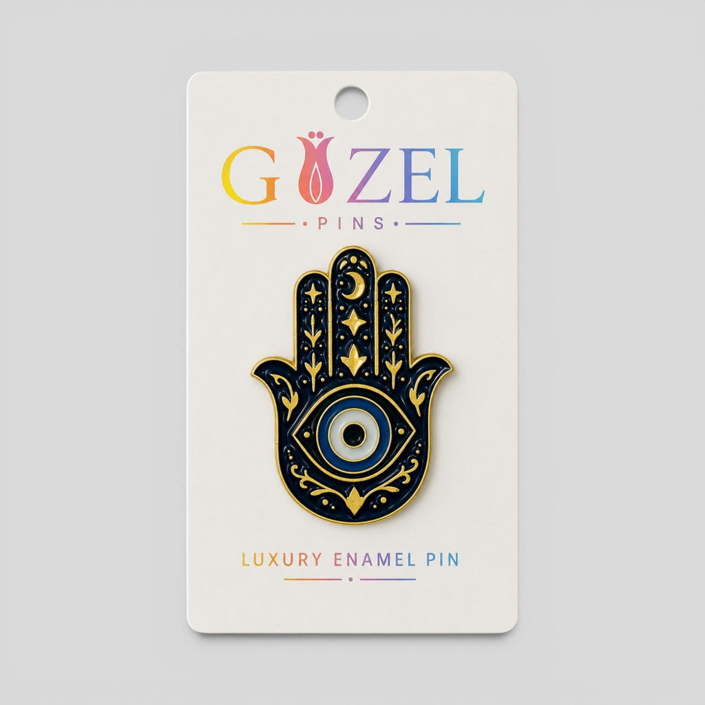 Hamsa Hand Evil Eye Enamel Pin