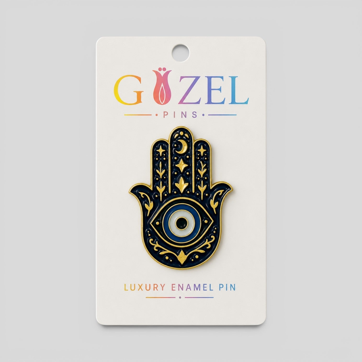 Hamsa Hand Evil Eye Enamel Pin