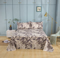 Tache Microfiber Abstract Wispy Leaf Taupe Grey Fitted Sheet / Flat Sheet (JHW-843)