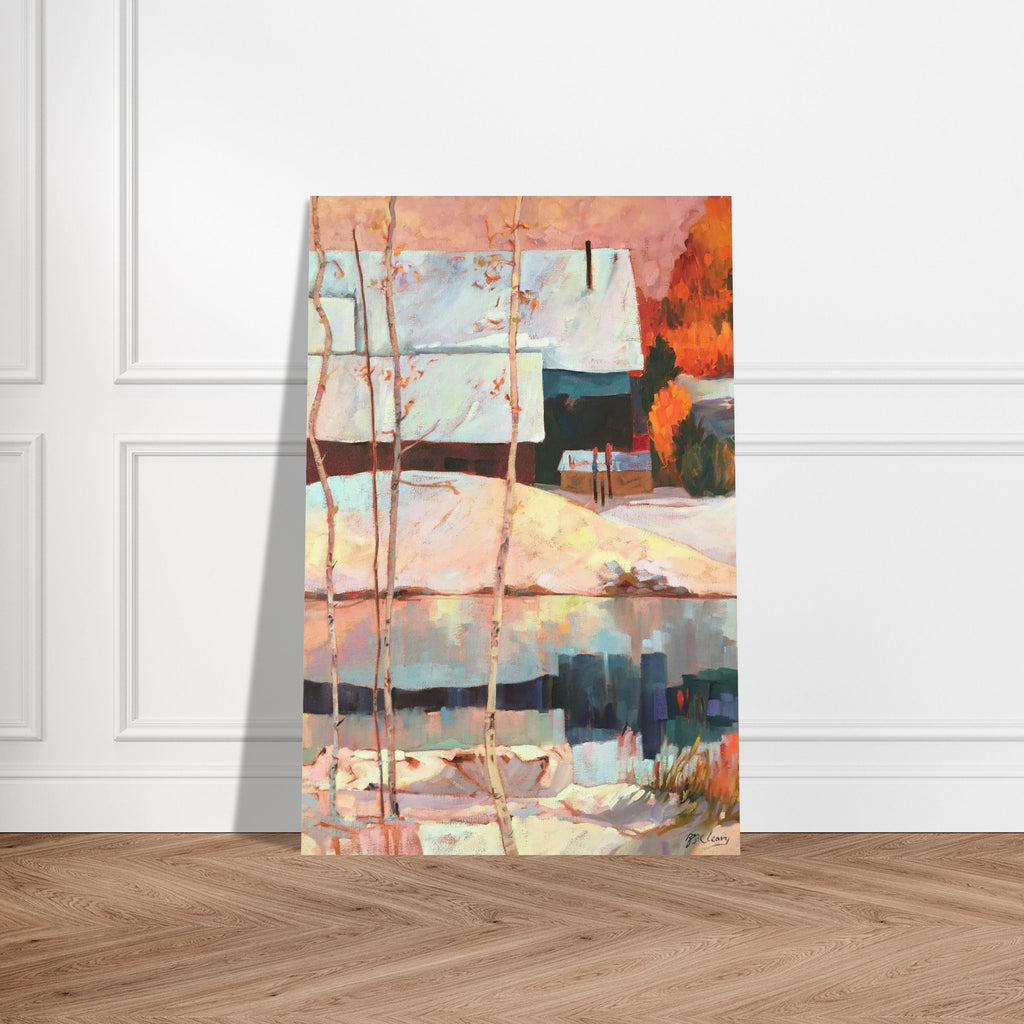 ‘Early Snow’ Winter Landscape | 24x36 Museum Quality Matte Poster | Original Artwork by American Artist Barbara Cleary