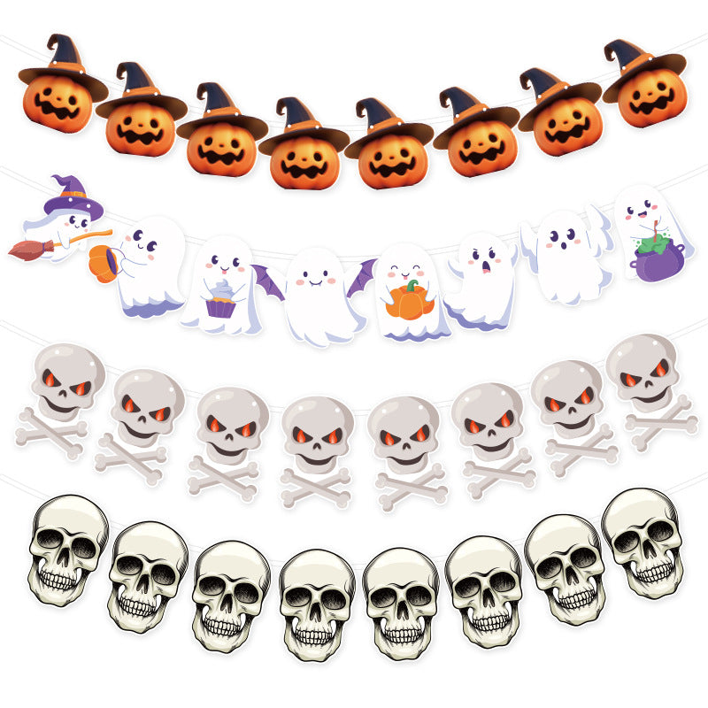 Cross-Border New Halloween Flag Party Supplies Decoration Scene Atmosphere Decoration Halloween Flag Banner
