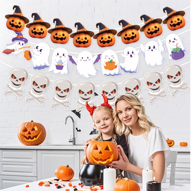 Cross-Border New Halloween Flag Party Supplies Decoration Scene Atmosphere Decoration Halloween Flag Banner