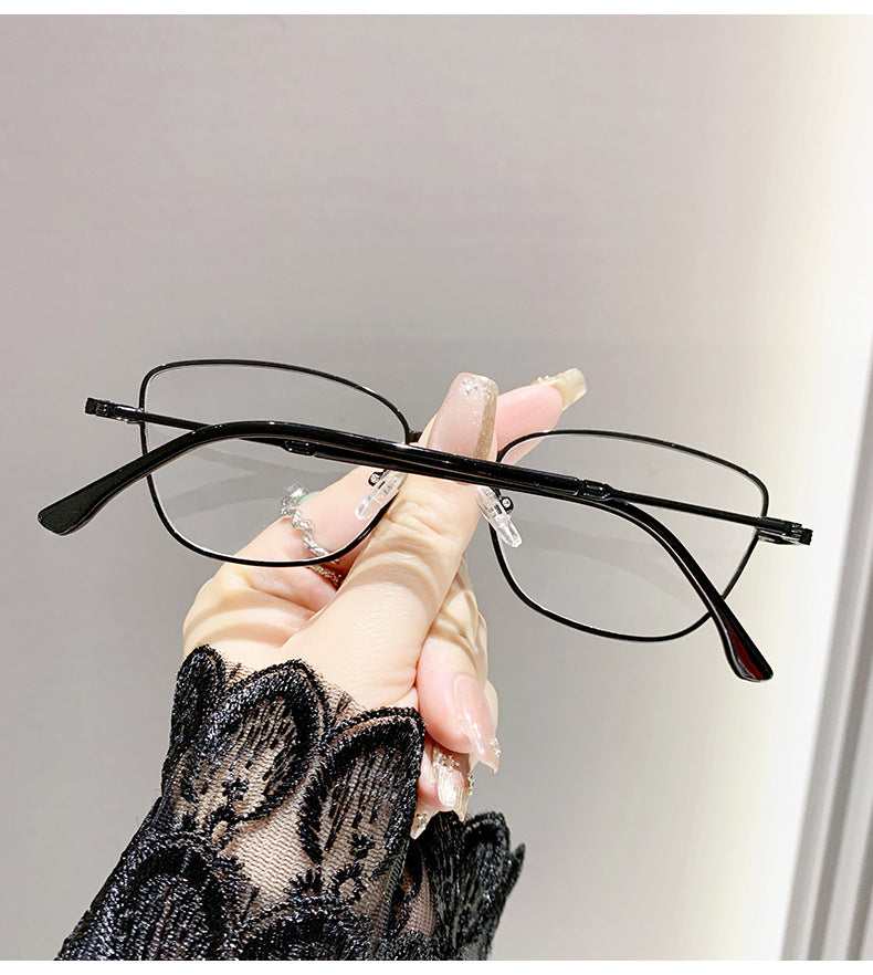 Discoloration anti-blue light myopia glasses Cross-border Advanced Non-degree European and American Metal Frame Cat's Eye Fashion Myopia Glasses