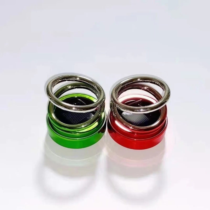 Solar Double Ring Suspended Rotating Aromatherapy Gradient Car Perfume Holder Long-Lasting Light Fragrance Car Interior Decoration Ornaments