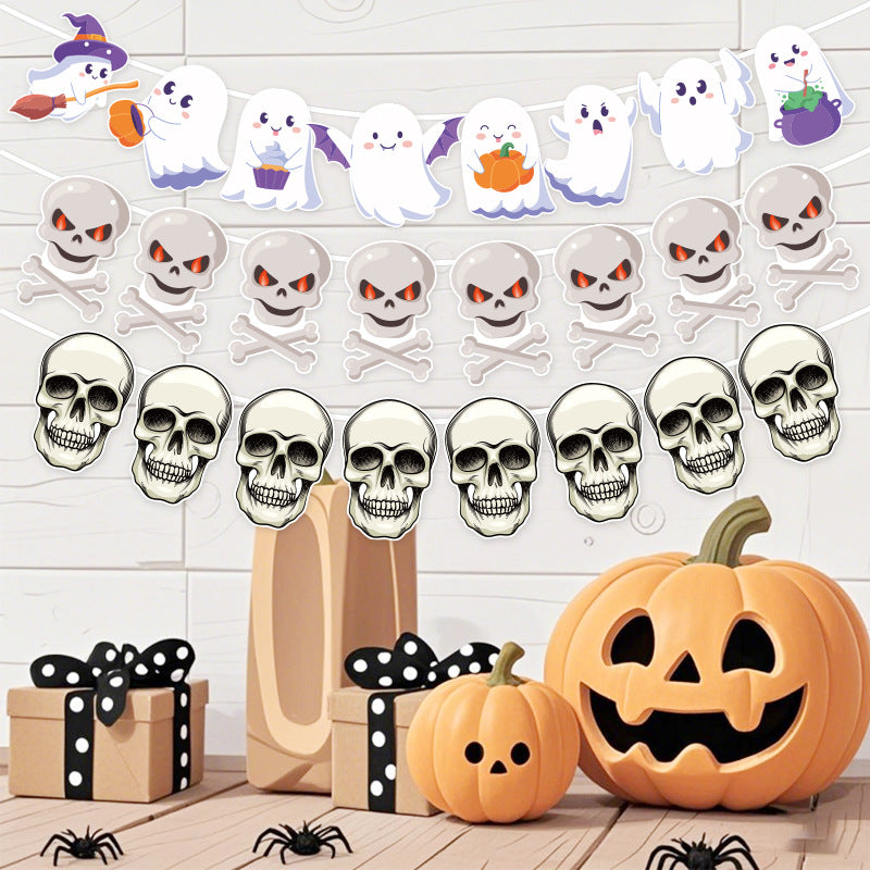 Cross-Border New Halloween Flag Party Supplies Decoration Scene Atmosphere Decoration Halloween Flag Banner