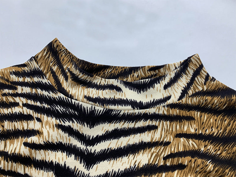 2025 cross-border autumn and winter new women's clothing Amazon European and American fashion leopard print long sleeve sexy slim dress