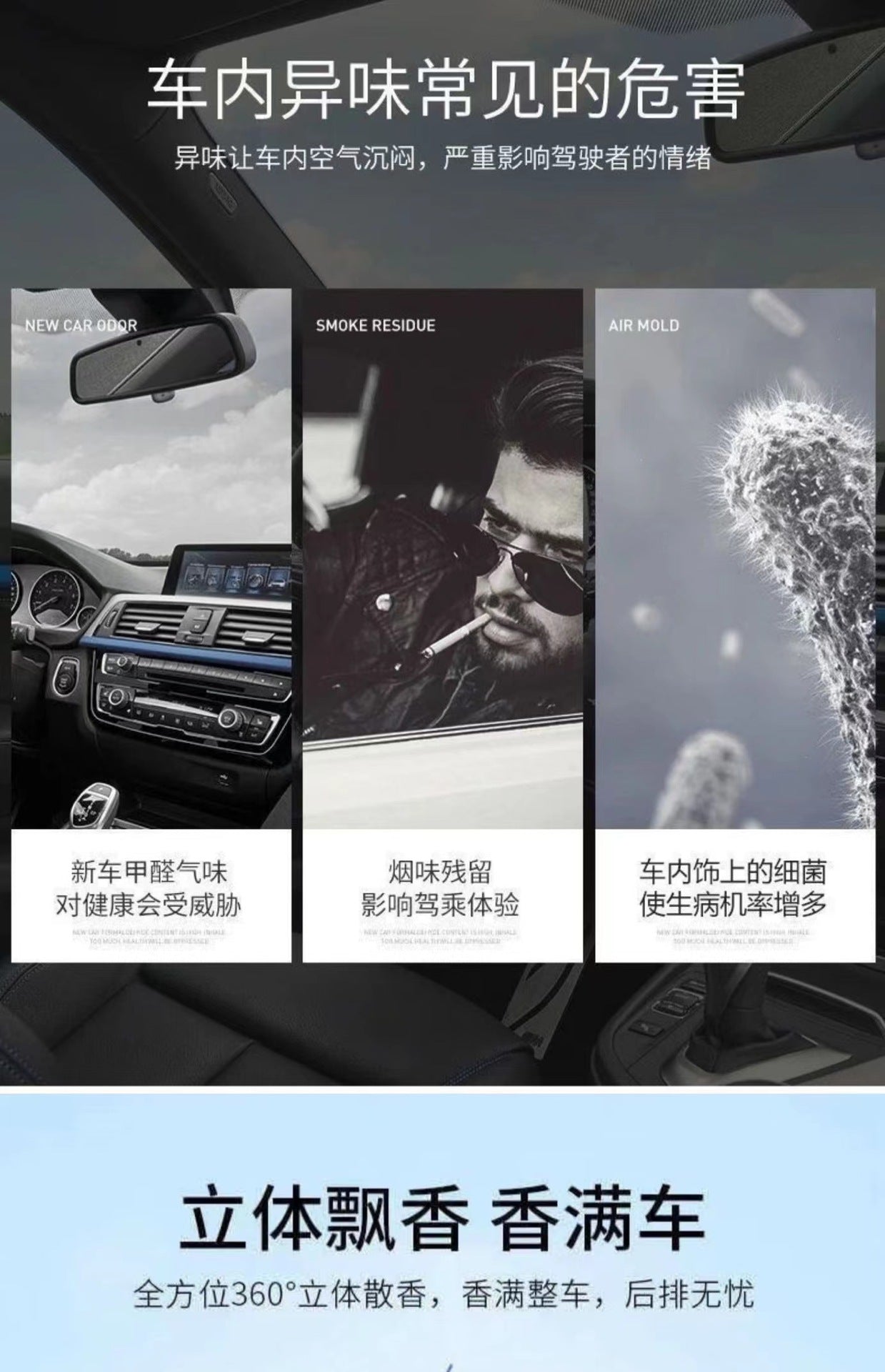 Solar Double Ring Suspended Rotating Aromatherapy Gradient Car Perfume Holder Long-Lasting Light Fragrance Car Interior Decoration Ornaments