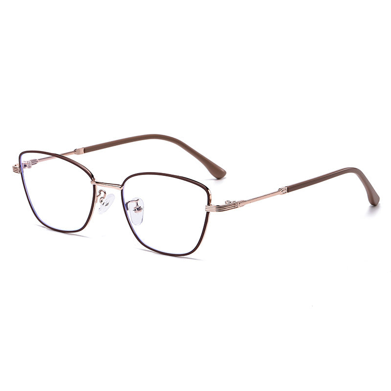 Discoloration anti-blue light myopia glasses Cross-border Advanced Non-degree European and American Metal Frame Cat's Eye Fashion Myopia Glasses