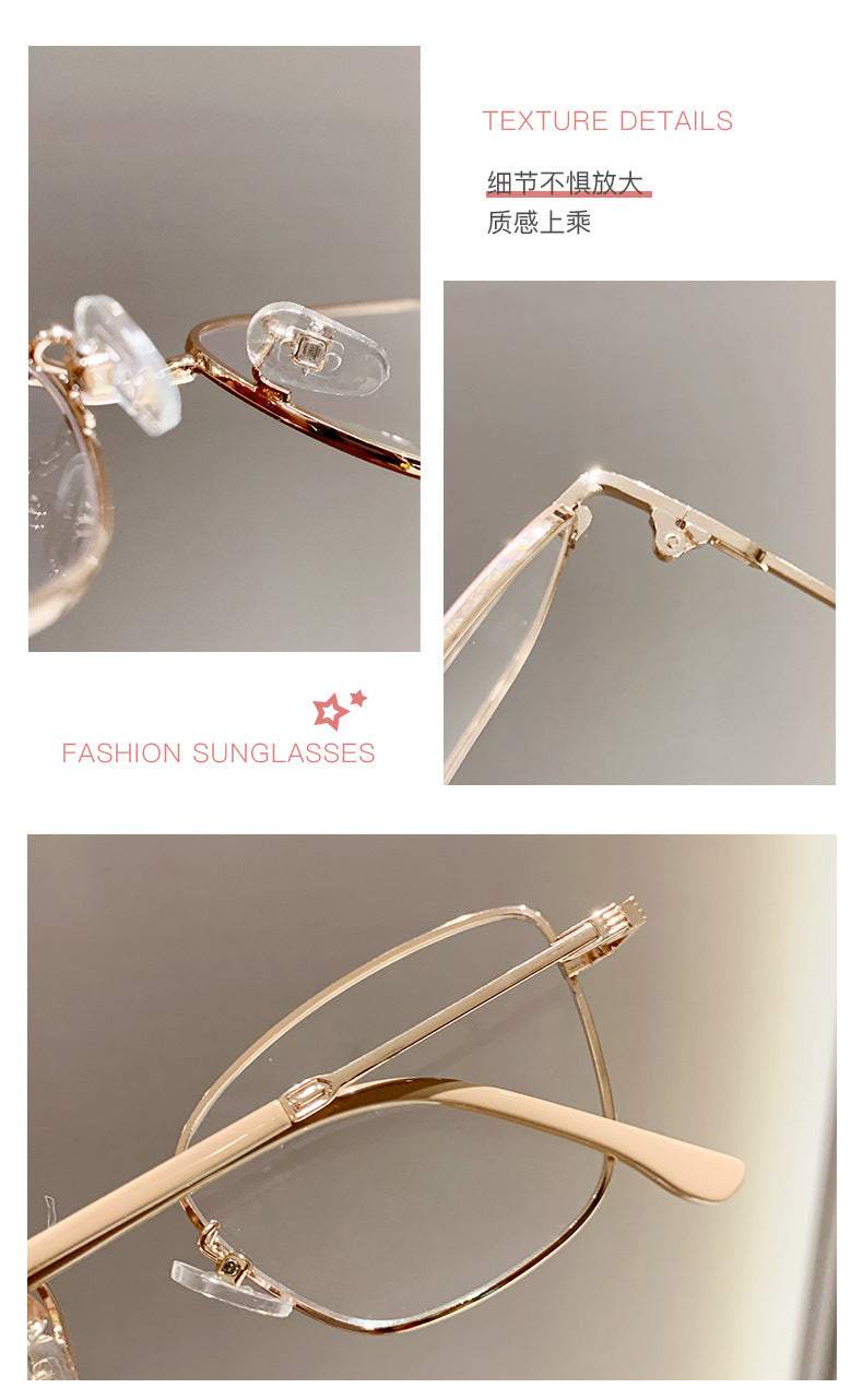 Discoloration anti-blue light myopia glasses Cross-border Advanced Non-degree European and American Metal Frame Cat's Eye Fashion Myopia Glasses