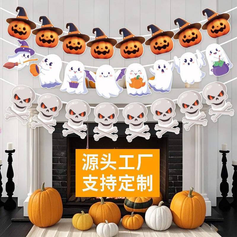 Cross-Border New Halloween Flag Party Supplies Decoration Scene Atmosphere Decoration Halloween Flag Banner
