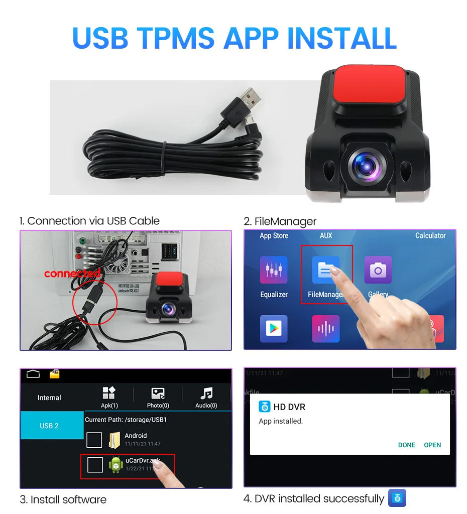 ADAS Car Dash Cam 170 Degree Wide Angle Car Front Camera Video Recorder Dashcam USB For Android DVR Auto Recorder Night Version
