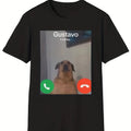 Gustavo The Dog's Funny Phone Call Graphic Printed T-Shirt Casual Short Sleeve Round Neck Women Tshirt Clothing