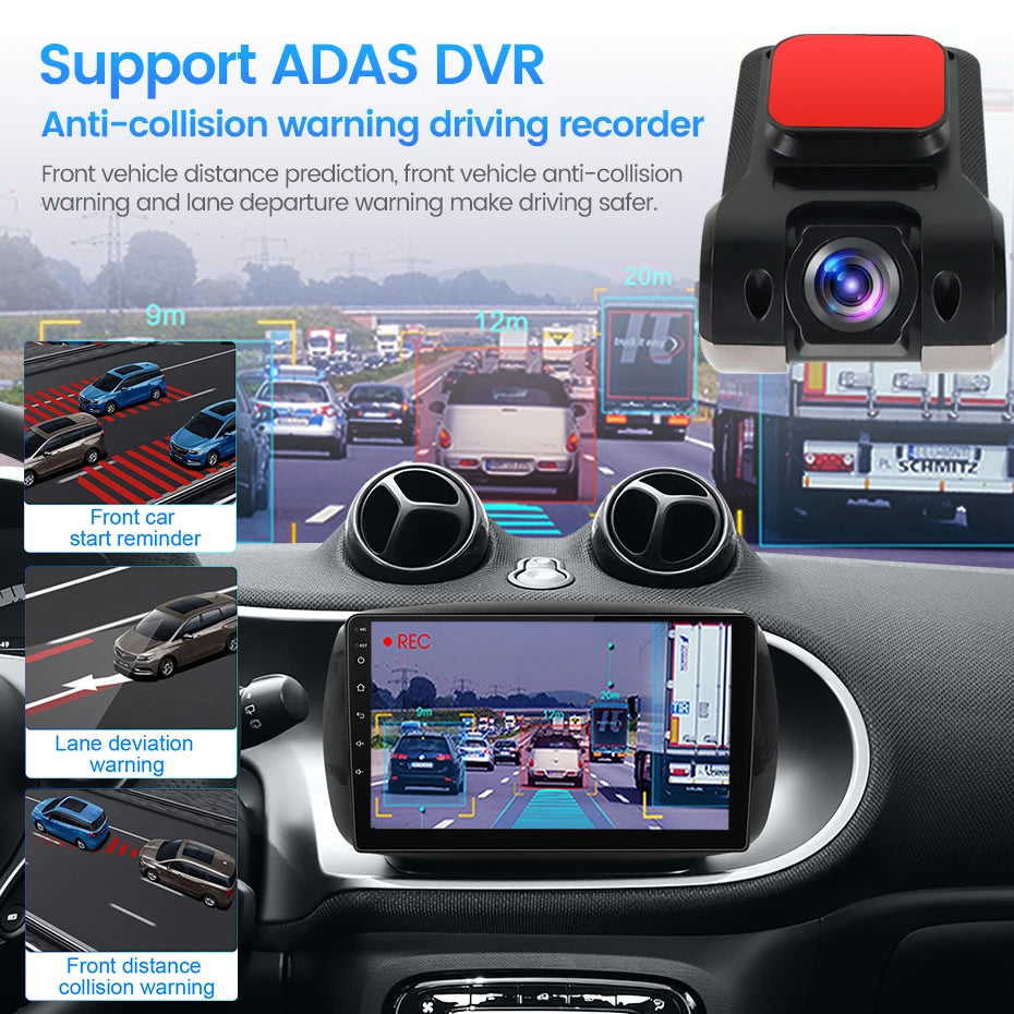 ADAS Car Dash Cam 170 Degree Wide Angle Car Front Camera Video Recorder Dashcam USB For Android DVR Auto Recorder Night Version
