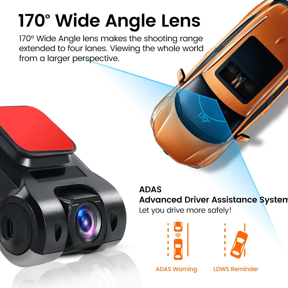 ADAS Car Dash Cam 170 Degree Wide Angle Car Front Camera Video Recorder Dashcam USB For Android DVR Auto Recorder Night Version