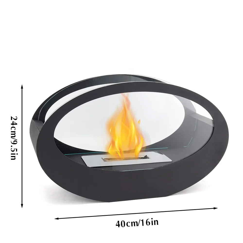 16x9.5"Black Metal Tabletop Fireplace（Currently available in Europe）-4