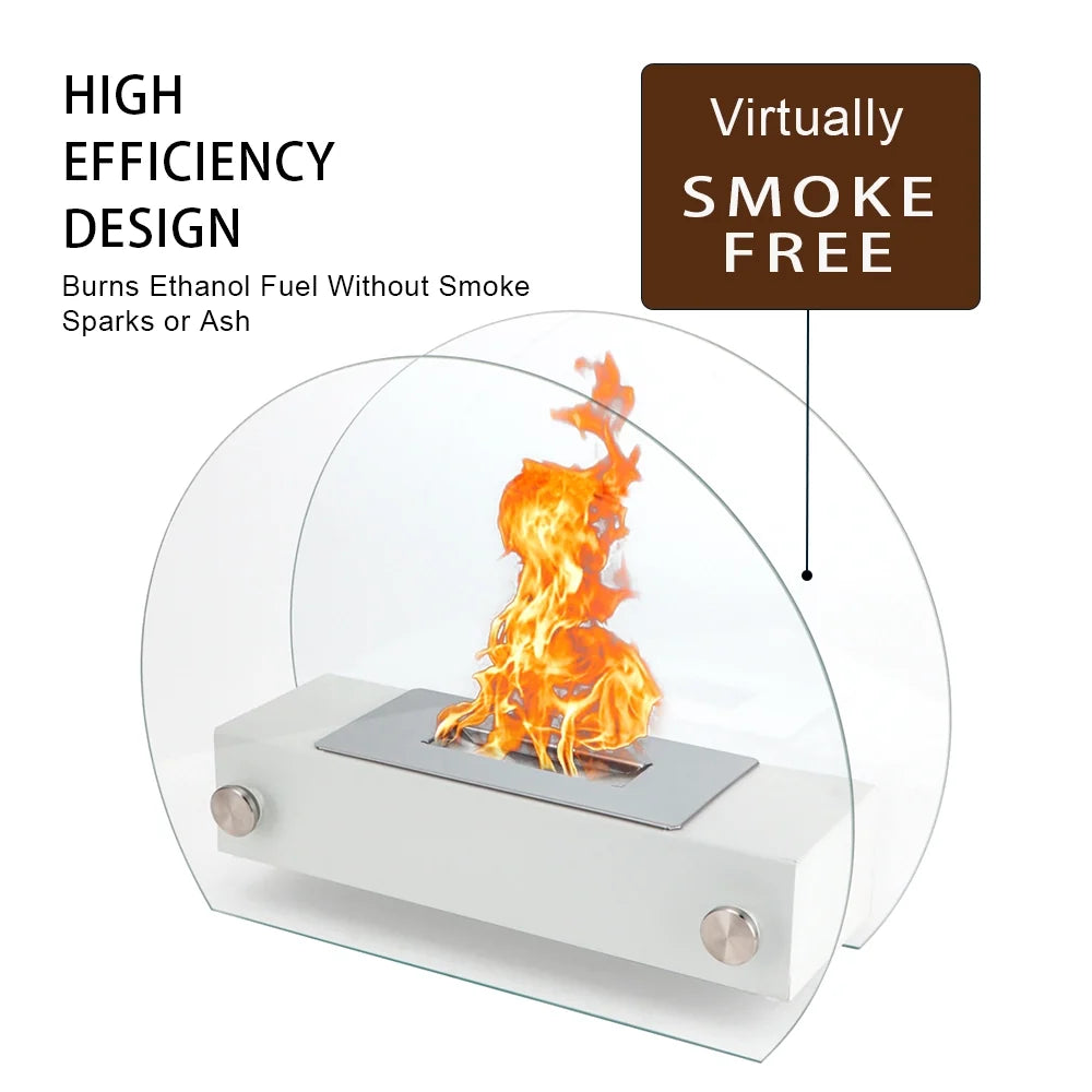 13.5" L Portable Tabletop Fireplace (White)-3