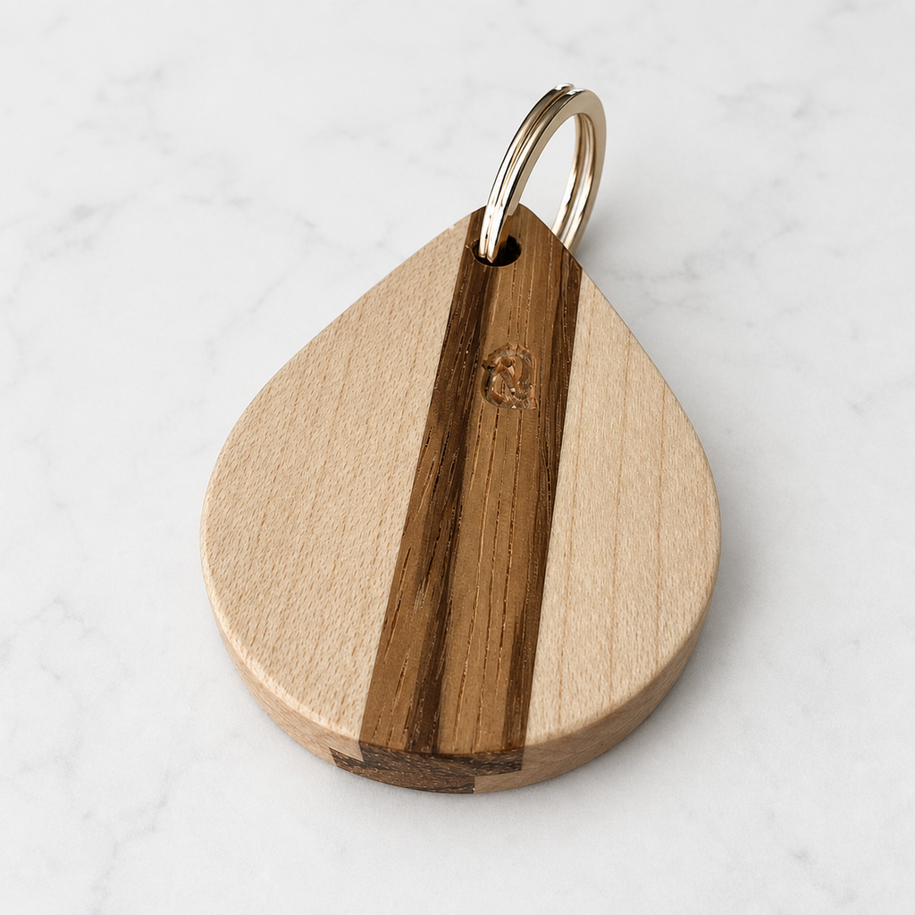 Magnetic Wooden AirTag Keychain-2