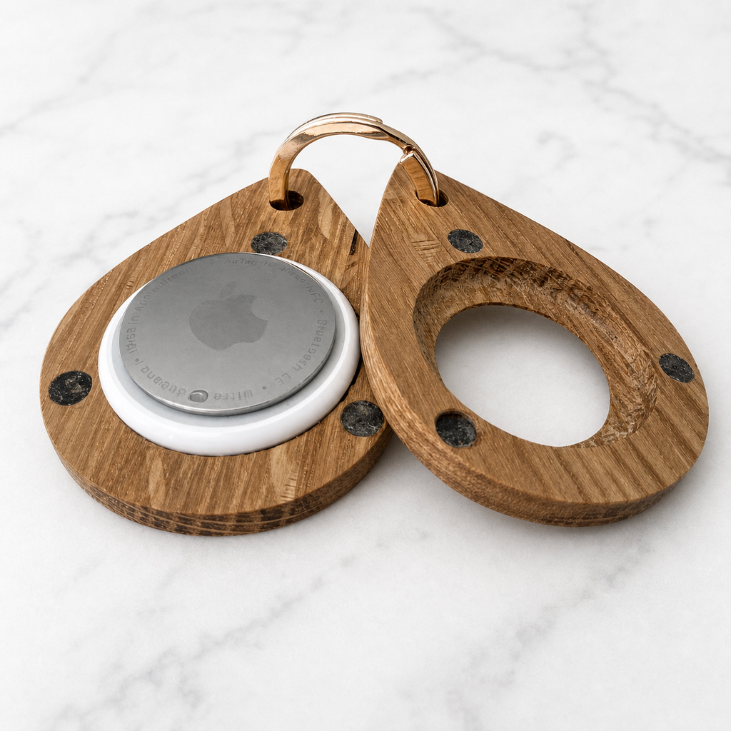 Magnetic Wooden AirTag Keychain-1