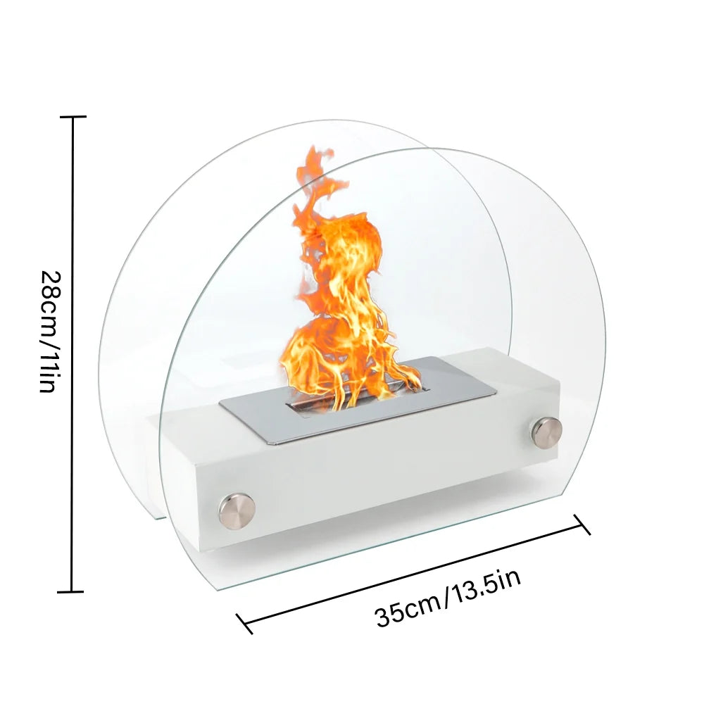 13.5" L Portable Tabletop Fireplace (White)-4