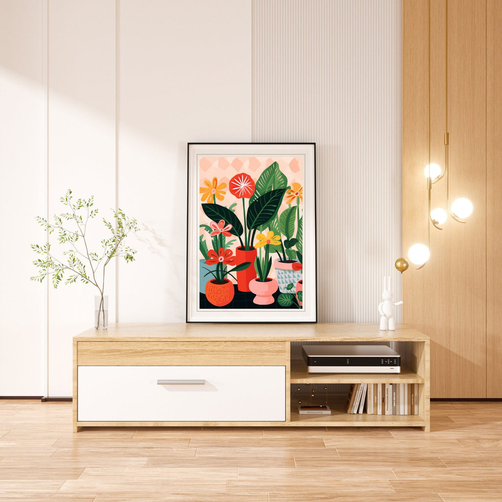 Impression Plantes  | Affiche géométrique colorée de plantes  | Vases et plantes-4