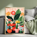 Impression Plantes  | Affiche géométrique colorée de plantes  | Vases et plantes-0