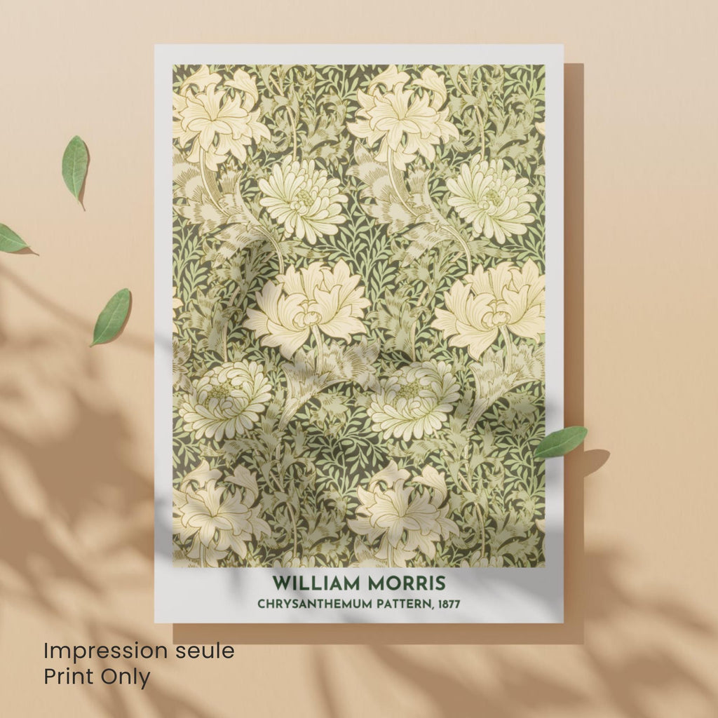 Affiche William Morris Chrysanthemum Pattern 1877 – Poster floral vintage Arts & Crafts, impression murale botanique, décoration intérieure-5