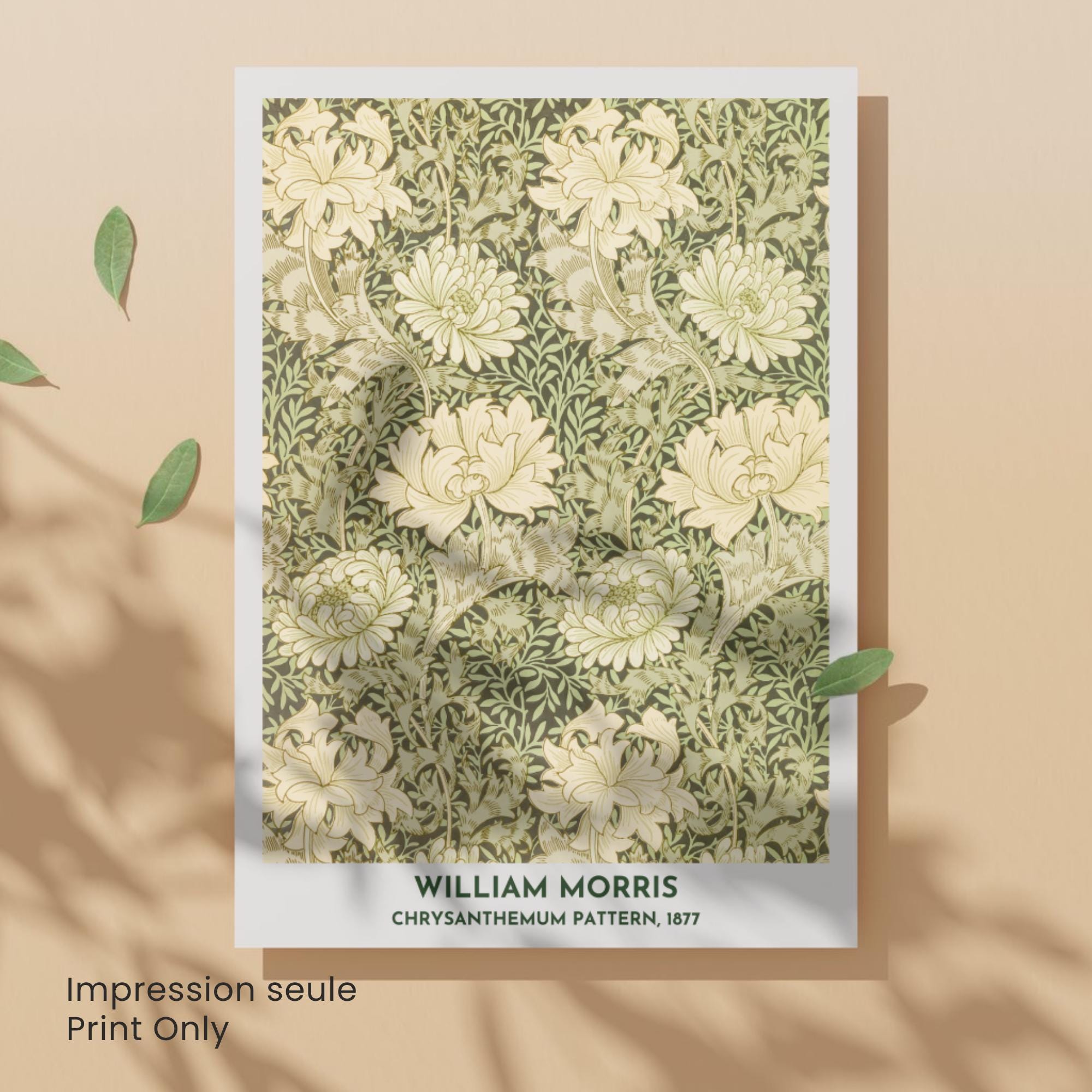 Affiche William Morris Chrysanthemum Pattern 1877 – Poster floral vintage Arts & Crafts, impression murale botanique, décoration intérieure-5