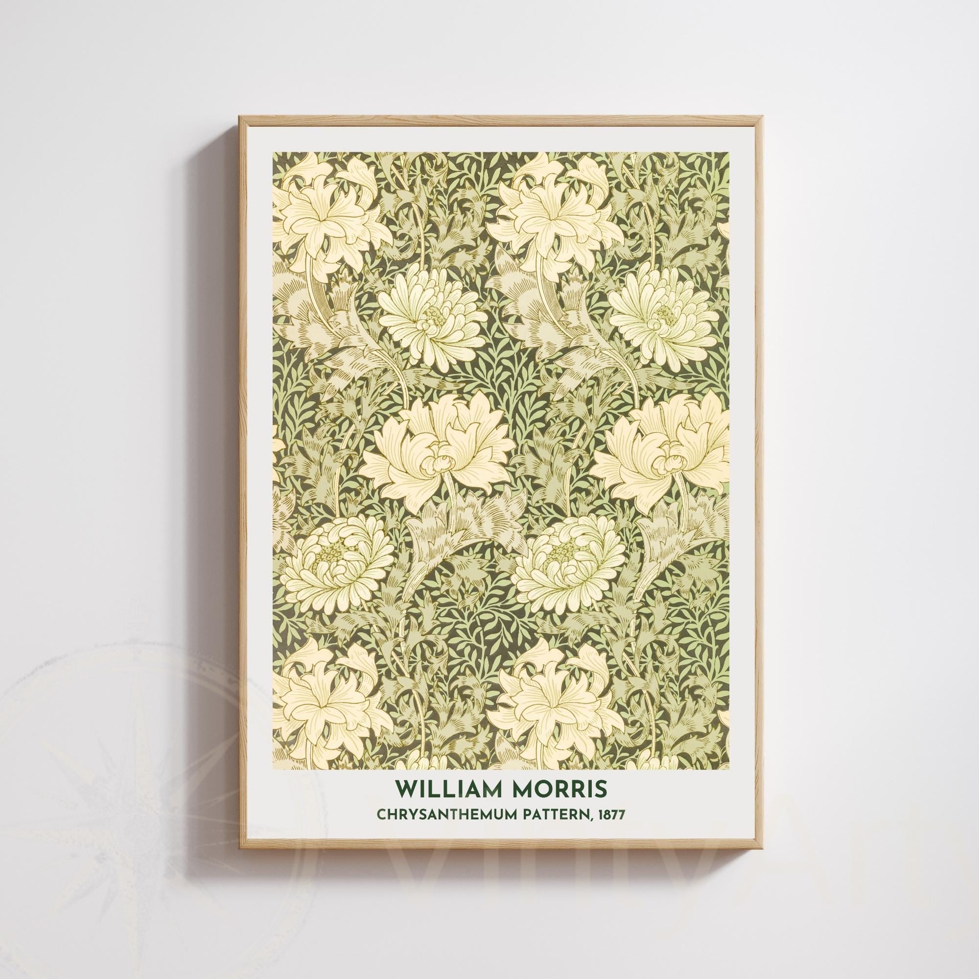 Affiche William Morris Chrysanthemum Pattern 1877 – Poster floral vintage Arts & Crafts, impression murale botanique, décoration intérieure-0