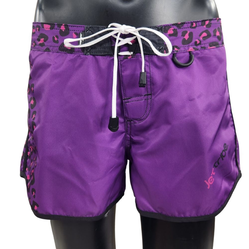 Leopard Ladies Board Shorts | Purple | PWC Jetski Ride & Race Apparel