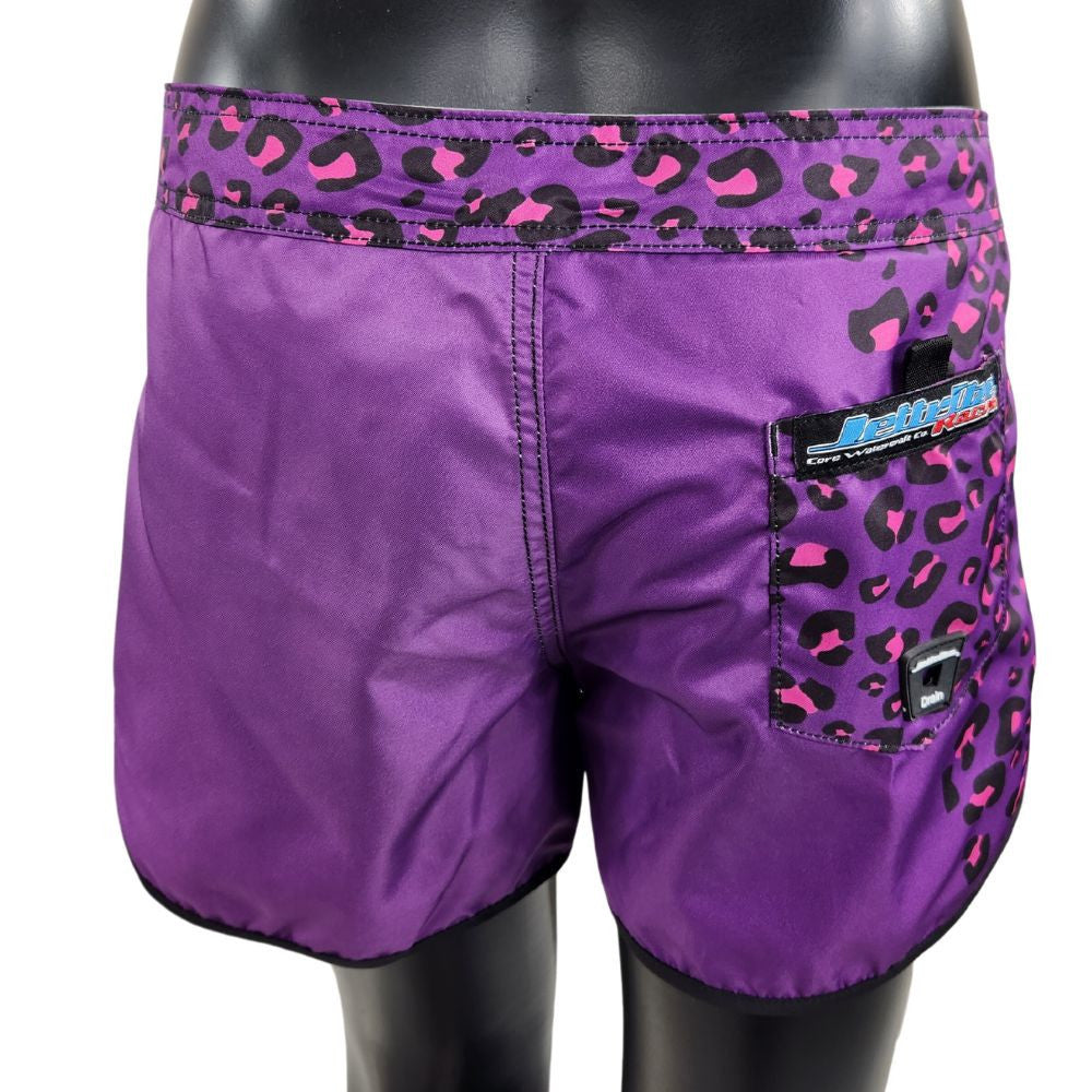 Leopard Ladies Board Shorts | Purple | PWC Jetski Ride & Race Apparel