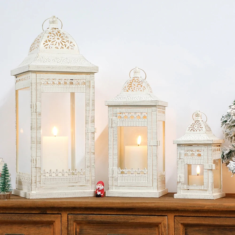 Set of 3 20"&14.5"&9.5"H Decorative Candle Lanterns (Beige)-2